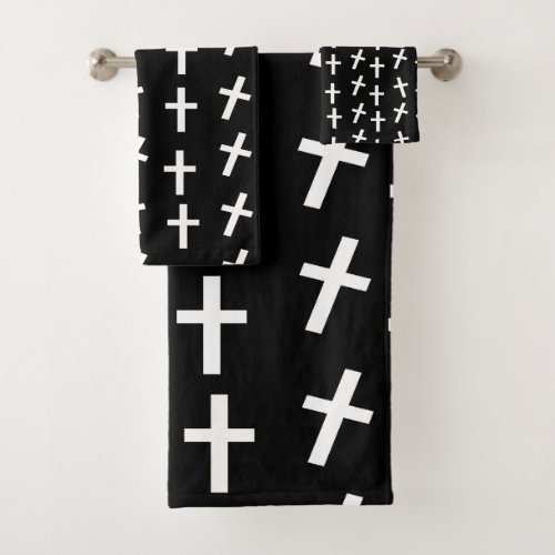 Christian Jesus cross black Easter pattern Bath Towel Set