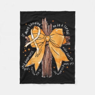 Christian Jesus Cross Bow Ribbon Orange Leukemia A Fleece Blanket