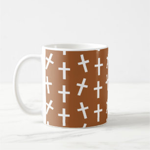 Christian Jesus cross brown pattern Coffee Mug