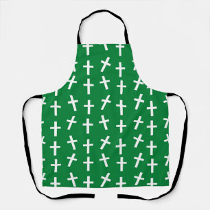 Christian Jesus cross green pattern Apron