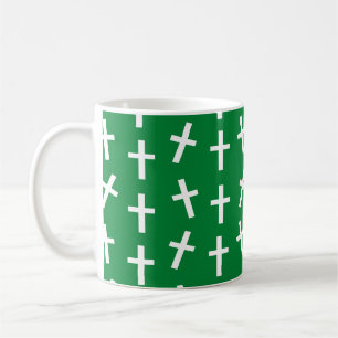 Christian Jesus cross green pattern Coffee Mug