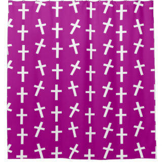 Christian Jesus cross pink pattern Shower Curtain