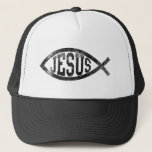 Christian Jesus Fish, Black Ichthys Trucker Hat