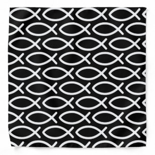 Christian Jesus Fish Pattern Black Bandana