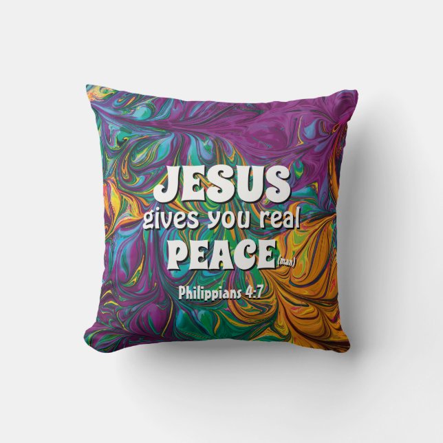 Christian JESUS GIVES REAL PEACE Abstract Purple Throw Pillow (Front)