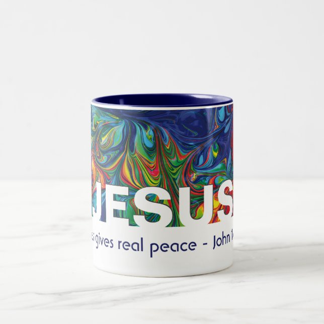 Christian JESUS Gives Real Peace Custom Two-Tone Coffee Mug (Center)