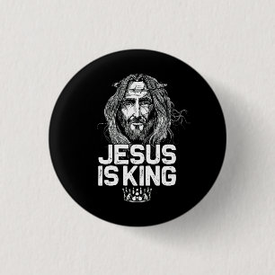 Christian Jesus Is King Design Crown Christ Team J Button