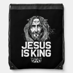 Christian Jesus Is King Design Crown Christ Team J Drawstring Bag