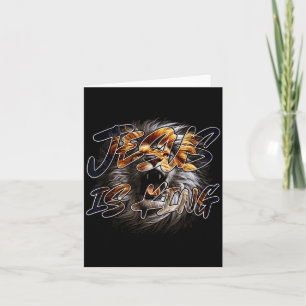 Christian Jesus Is King With Striking Lion Of Juda Card