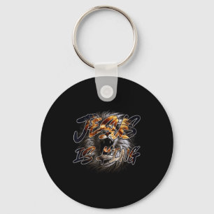 Christian Jesus Is King With Striking Lion Of Juda Keychain