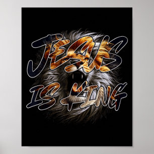Christian Jesus Is King With Striking Lion Of Juda Poster