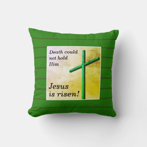 Christian JESUS IS RISEN Cross Easter Throw Pillow