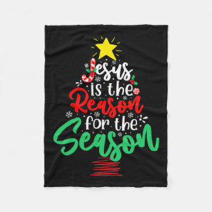Christian Jesus Is The Reason Christmas Xmas Tree  Fleece Blanket
