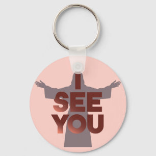 Christian Jesus is Watching you, Jesus I See You Keychain