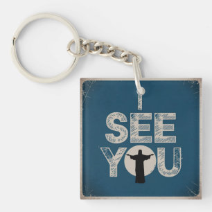 Christian Jesus is Watching you, Jesus I See You Keychain