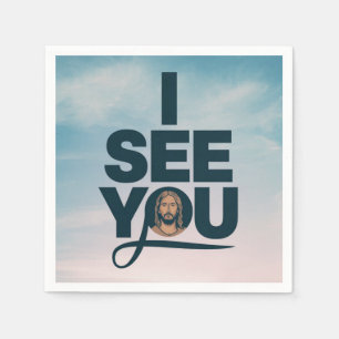 Christian Jesus is Watching you, Jesus I See You Napkins