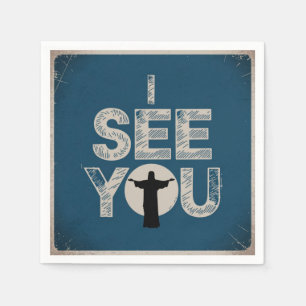 Christian Jesus is Watching you, Jesus I See You Napkins