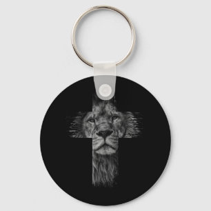 Christian Jesus Lion of Tribe Judah Cross Gift for Keychain
