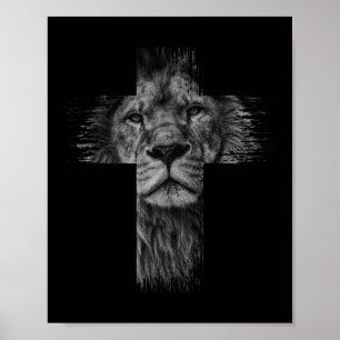 Christian Jesus Lion of Tribe Judah Cross Gift for Poster