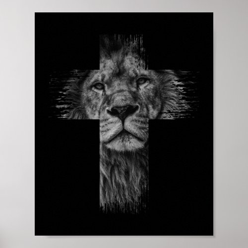 Christian Jesus Lion of Tribe Judah Cross Gift for Poster