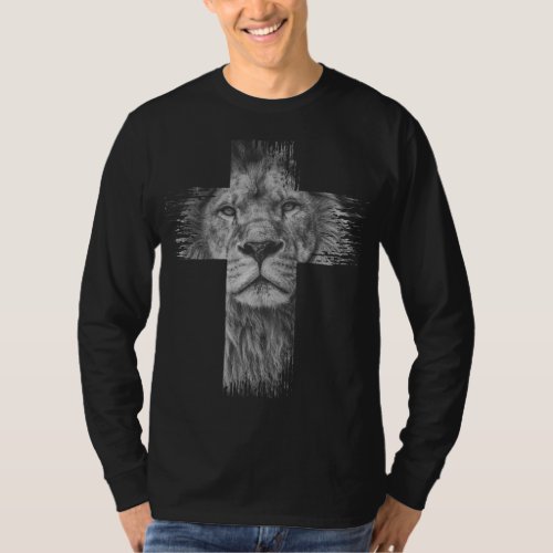 Christian Jesus Lion of Tribe Judah Cross Gift for T_Shirt