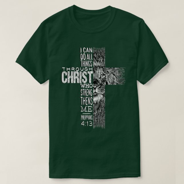 Christian Jesus Lion of Tribe Judah Cross Lion of  T-Shirt (Design Front)