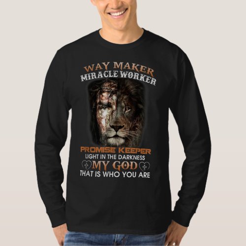 Christian Jesus Lion Way Maker Miracle Worker Prom T_Shirt