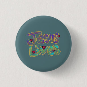 Christian Jesus Lives Cute  Button