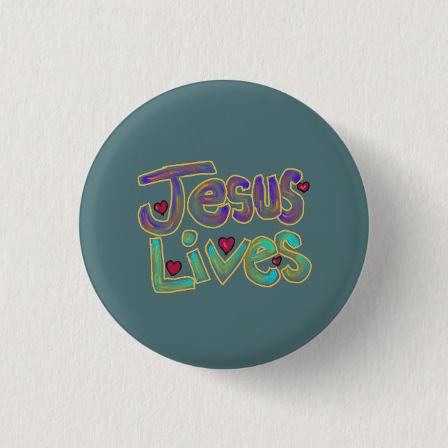 Christian Jesus Lives Cute  Button (Front)