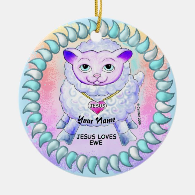 Christian Jesus Loves You  Ceramic Ornament (Front)