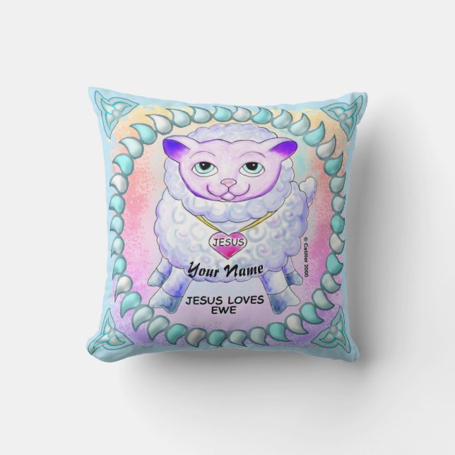 Christian Jesus Loves You  Throw Pillow (Front)