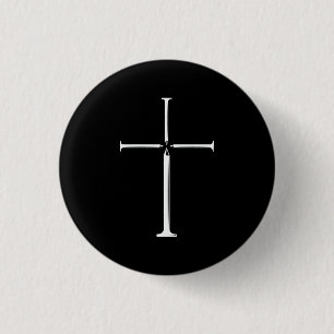 Christian Jesus Nail Cross Button