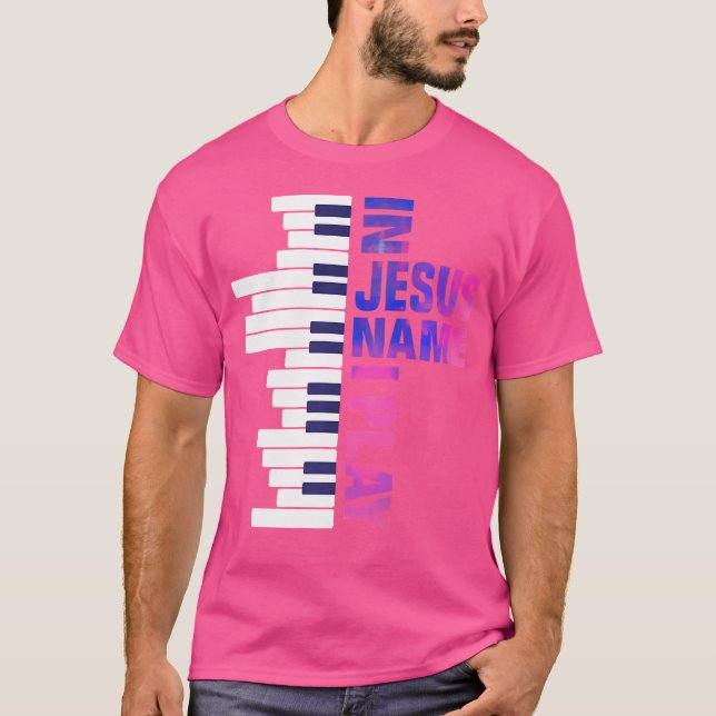 Christian Jesus Piano Player Pianist Keyboard Play T-Shirt (Front)