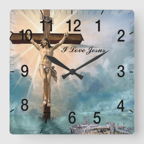 Christian Jesus prayer  fixed Square Wall Clock