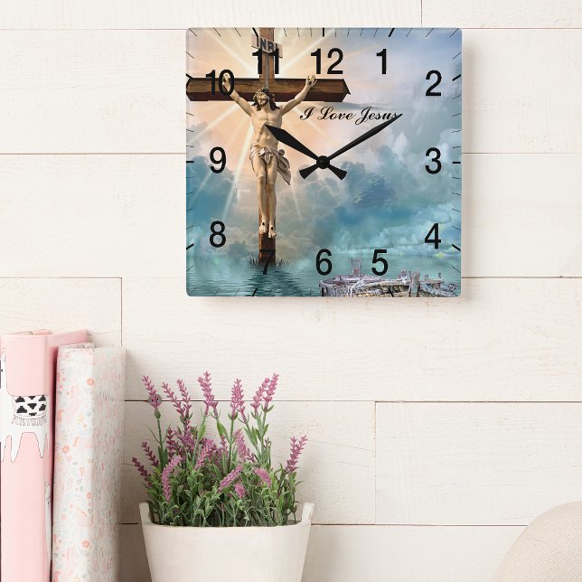 Christian Jesus prayer Square Wall Clock (Creator Uploaded)