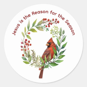 Christian Jesus Quote Cardinal Red Bird Classic Round Sticker