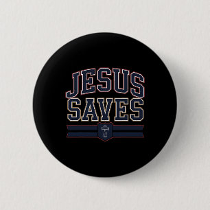 Christian Jesus Saves Bro Hockey Youth Boy You Lov Button