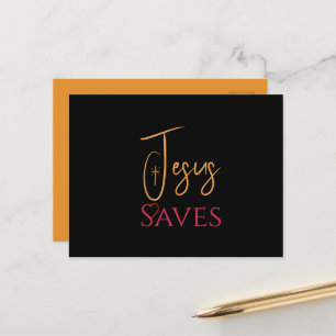 Christian Jesus Saves Cross Heart Postcard