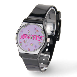Christian ‘Jesus Saves’ Floral Print on Purple Watch