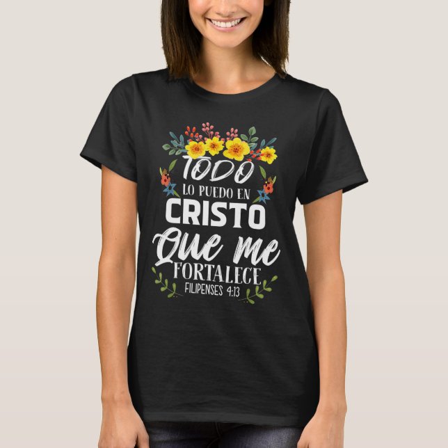 Christian Jesus Spanish Gifts Women Religious Bibl T-Shirt (Front)