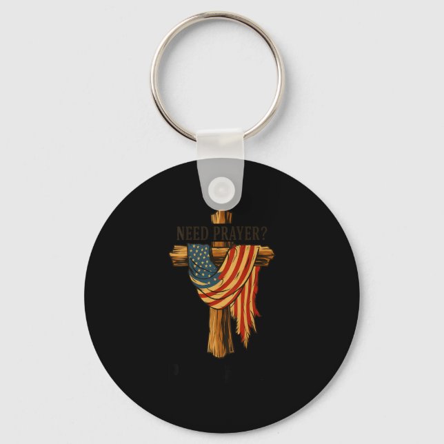 Christian Jesus Tap Me On The Shoulder Cross Usa F Keychain (Front)