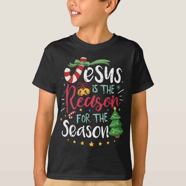 Christian Jesus The Reason Christmas Stocking Stuf T-Shirt (Front)