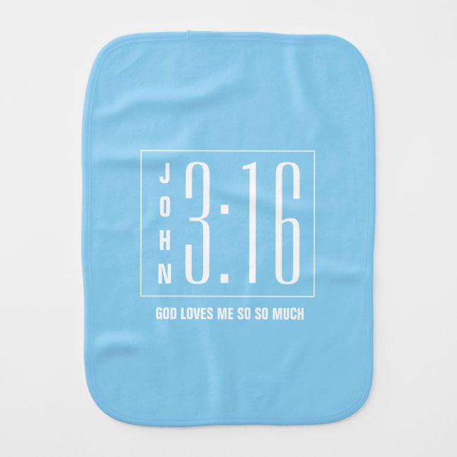 Christian John 3:16 Modern Baby Blue Baby Burp Cloth (Front)