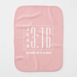 Christian John 3:16 Modern Baby Girl Pink Burp Cloth