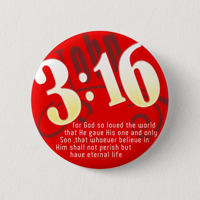 Christian - John 3:16 Pinback Button (Front)