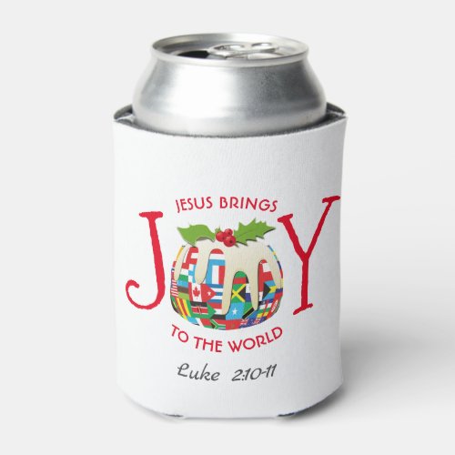 Christian  JOY TO THE WORLD Flags  Christmas Can Cooler