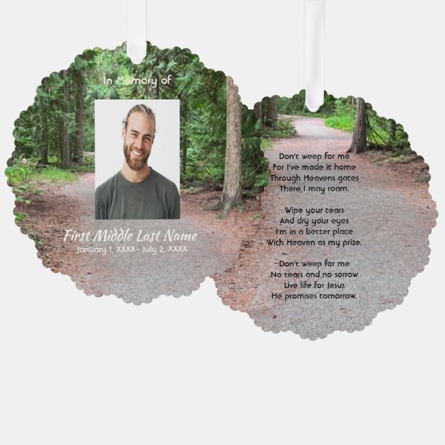 Christian Keepsake Forest Trees Hike Walk Trail  Ornament Card (Front/Back)
