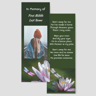 Christian Keepsake Memorial Dragonfly Lotus Flower Bookmarks