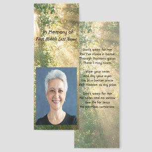 Christian Keepsake Memorial Sunshine Golden Forest Bookmarks
