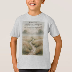 Christian Kid's Romans 8:28 Bible Verse Tee Shirt